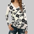 thumbnail image 7 of Atogsazn Women's Long Sleeve Blouse Floral Casual Dressy V Neck Pullover Shirt Loose Fit Tops Outfit Clothing 03-Khaki XXL Fashion, 7 of 7
