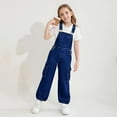 thumbnail image 3 of Girls Denim Overalls Little Big Girls Wide-Leg Jeans Jumpsuit Cargo Pants Distressed Bib Overalls with Pockets 6-14 Years, 3 of 4