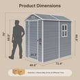 thumbnail image 3 of Asofer Outdoor Storage Shed with Floor, 6' x 4' Resin Storage Shed, Plastic Garden Shed, All-Weather Colorfast, Gray, 3 of 10