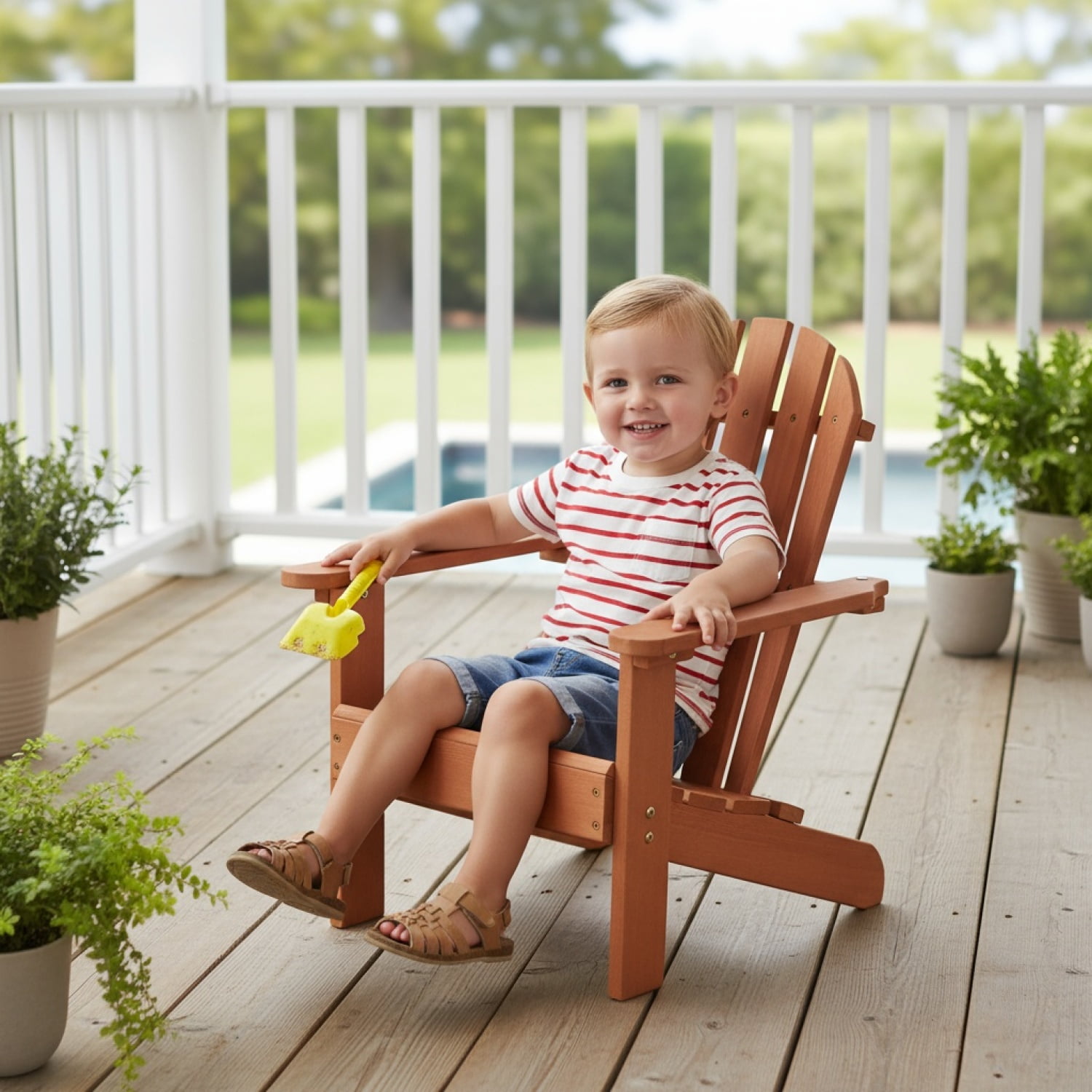 Wooden Kid‘s Adirondack Chair for Indoor and Outdoor  Natural Cedar Patio Lounge Chiar for Kids