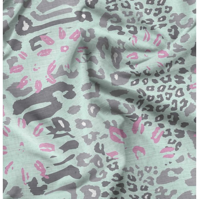 Soimoi Green Poly Georgette Fabric Leopard Animal Skin Print Fabric by Yard 52 Inch Wide