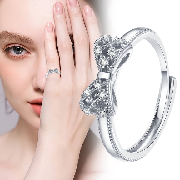 YYKihy Bow Ring With Inlaid Zircon As A Fashionable Access The Ring Features A Butterfly Shaped Design Symbolizing Freedom And Beauty Showcasing The Personality And Taste.