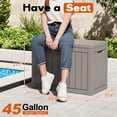 thumbnail image 2 of LHBcraft 45 Gallon Resin Outdoor Storage Box, Waterproof and UV Resistant Lightweight Storage Deck Box for Garden Tools, Supplies, Toys, 2 of 7