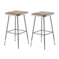 National Public Seating (2 Pack) NPS® 25"-33" Height Adjustable Heavy Duty Square Seat Steel Stool, Grey