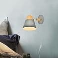 thumbnail image 6 of FSLiving Remote Control Wall Lamp with UL 5.9ft Transparent Plug-in Button Cord Nordic Style Grey Metal & Wooden Shade Dimmable Wall Porch Light Fixtures for Bedroom Nightstand Loft - 1 Pack, 6 of 8