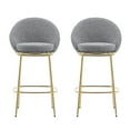 thumbnail image 2 of Christopher Knight Home Luxury Gray Upholstered Barstools, Gold Metal Frame, Set of 2, 2 of 8