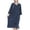 Navy, variant on Plus Size Robes For Women Knit Solid Color Casual Bathrobe for Women Softy Lightweight Knee Length V-Neck Zipper Long Sleeve Robe with Pocket(Pink,XL)