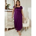 thumbnail image 3 of Plus Size Women's Square Neck Pleated Bow Nightgown, 3 of 4