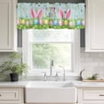 thumbnail image 3 of Easter Rod Pocket Curtain Valance, Spring Easter Eggs Bunny Butterflies Wooden Grain Farmhouse Window Valance for Living Room, Bedroom, Kitchen 54"W x 18"L, 3 of 9