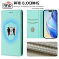 thumbnail image 5 of Compatible with iPhone 13 Wallet Case with RFID Blocking Credit Card Holder, PU Leather Folio Flip Kickstand Protective Shockproof Cover Women Men for iPhone 13 Phone Case - Mint, 5 of 10