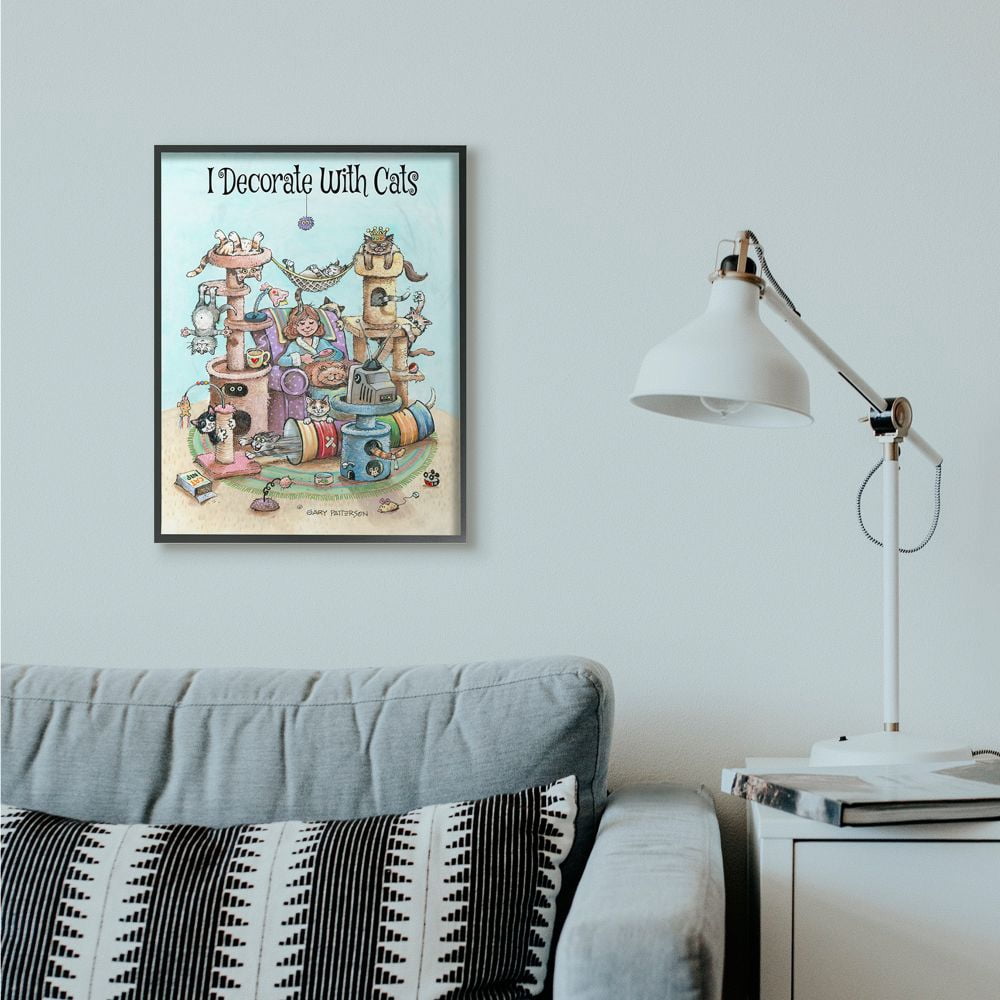 Stupell Industries I Decorate With Cats Funny Cartoon Pet Design Framed Wall Art by Gary Patterson
