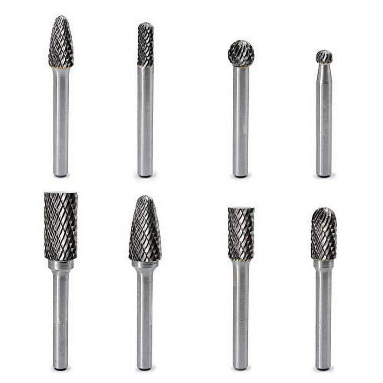  Carbide Burr Set JESTUOUS 1/8 Inch Shank with 1/4 Inch Head  Double Cut Rotary Burrs Die Grinder Drill Bits for Woodworking Engraving  Drilling Carving,10pcs : Industrial & Scientific