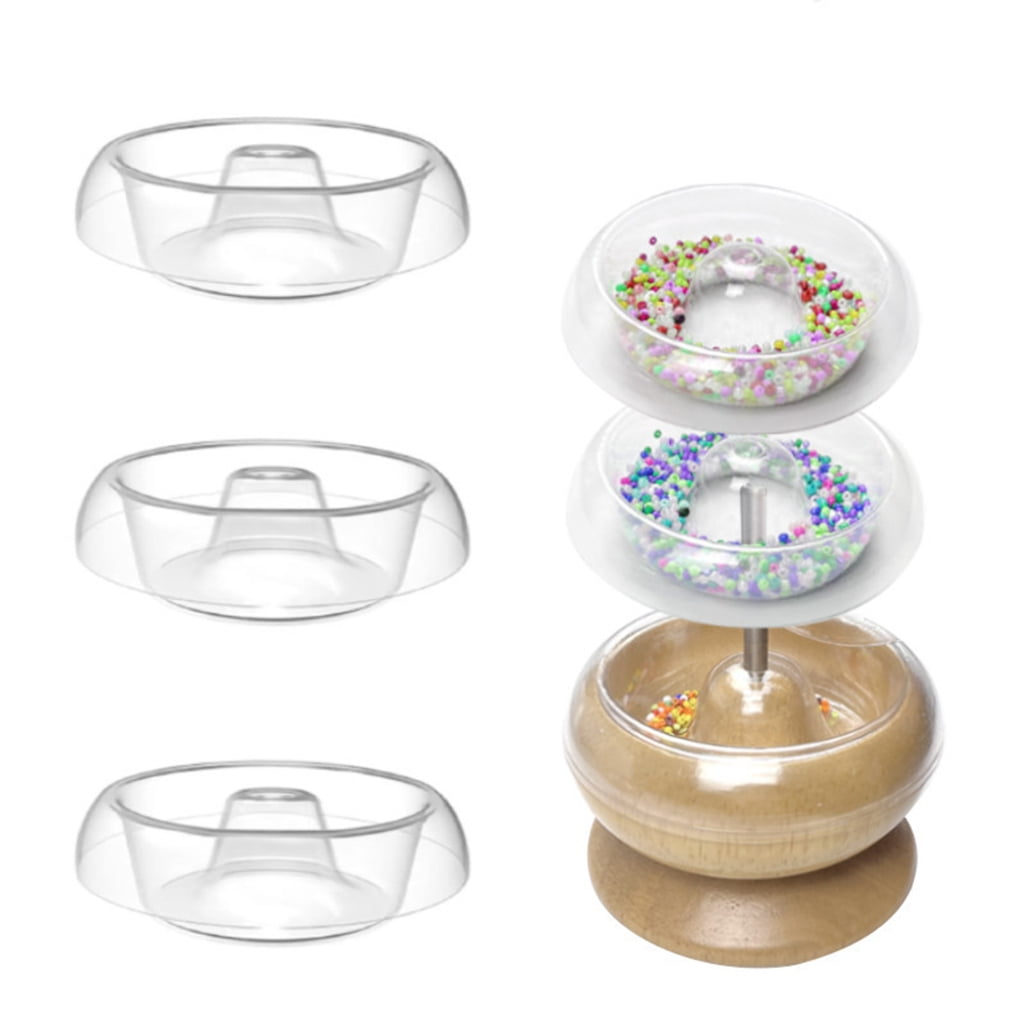 Wooden Bead Spinner Loader DIY Making Bead Spinner Bowl with Long Beading Needle, Bowl for Jewelry Making Easy to Use