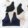 thumbnail image 3 of Yesbay Women Bra Deep V Neck Push-up Wireless Elastic Great Support 3/4 Cup Sweat Absorption Vest Type Yoga Jogging Daily Wear Bra, 3 of 8