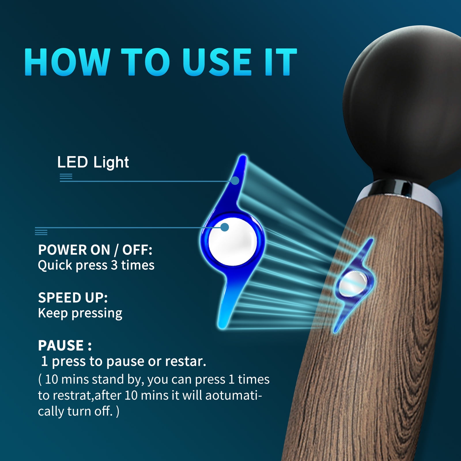 Maxgia MJOLLNIR, Electric Cordless Muslce Handheld Massager, Deep Tissue Back Massager with Linear Speeds for Back, Neck, Shoulder, Leg, Trigger Point, Pain Relief, Muscle Recovery