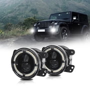 BIMZUC 4 Inch 200W LED Fog Lights 20000LM Driving Bumper Waterproof Replacement for Jeep Wrangler Off Road Vehicles Dual Lens