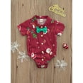 thumbnail image 2 of Qiylii Baby Boy Christmas Romper Lapel Neck Bow Tie Crotch Button Loose Bodysuit, 2 of 8