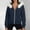 Navy, variant on Women's Solid Zip Up Hooded Sweatshirt, Long Sleeve Cropped Sports Jacket with Side Pockets for Autumn Winter Sky Blue XL(XL)