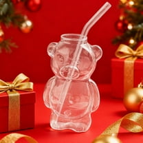 Glass Bear Jar, Bear Shaped Straw Cup, Honey Bear Straw Cup, Teddy Bear Glass Cup with Straw 12oz, Cute Mugs, Coffee Beer Wine Cocktail Drinks Glassware, Glass Bear Shaped Coffee Cup, by UKHBMC