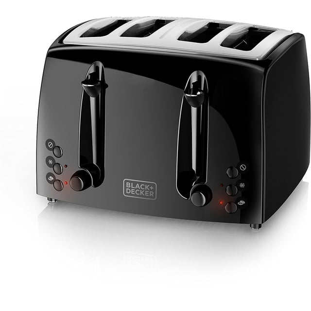 Tostadora BLACK+DECKER de 4 rebanadas, extra ancha, negra, T