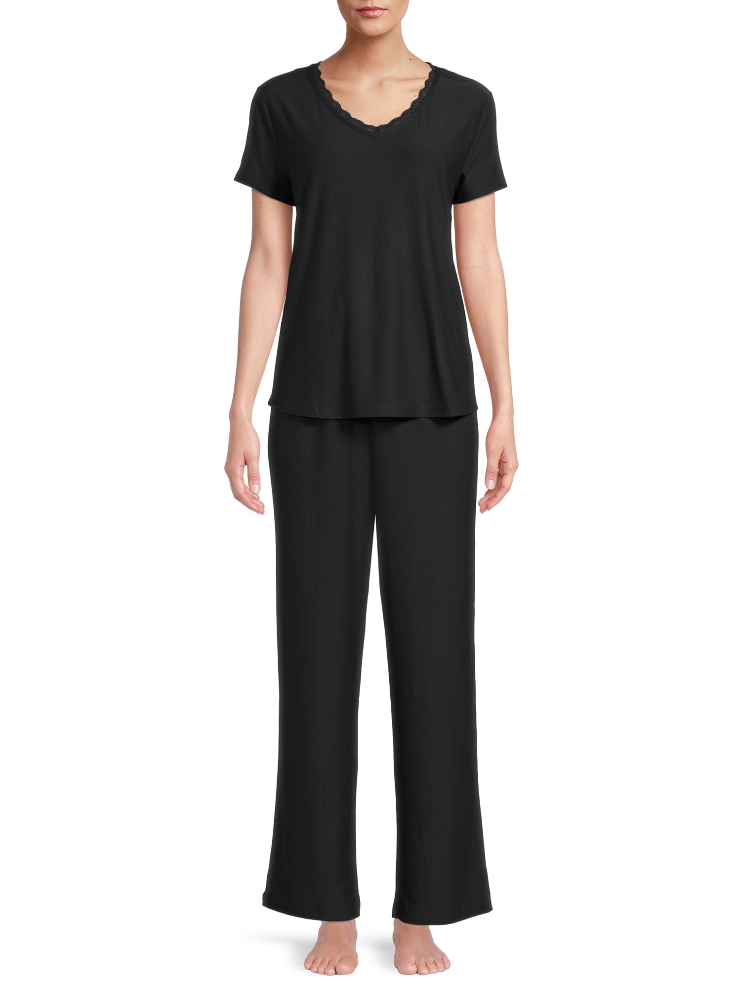 Short Sleeve Top with Lace and Pants 