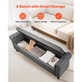 thumbnail image 4 of KFFKFF 65.4" Leather Ottoman Bench with Storage, Button-Tufted Rolled Arm Bench with Wooden Legs, Holds 400 Lbs, Modern Shoe Bench Seat for Entryway, Gray, 4 of 9