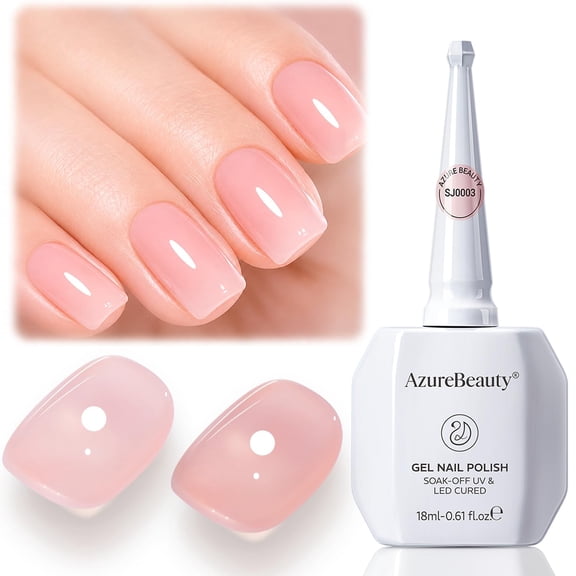 AZUREBEAUTY Jelly Nude Pink Gel Nail Polish 18ML – Sheer Translucent Milky Pink Soak Off UV/LED Gel Polish for Natural Nails