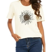 Anbech Sunflower Shirts for Women Graphic Tees Short Sleeve Valentine Day's Tops