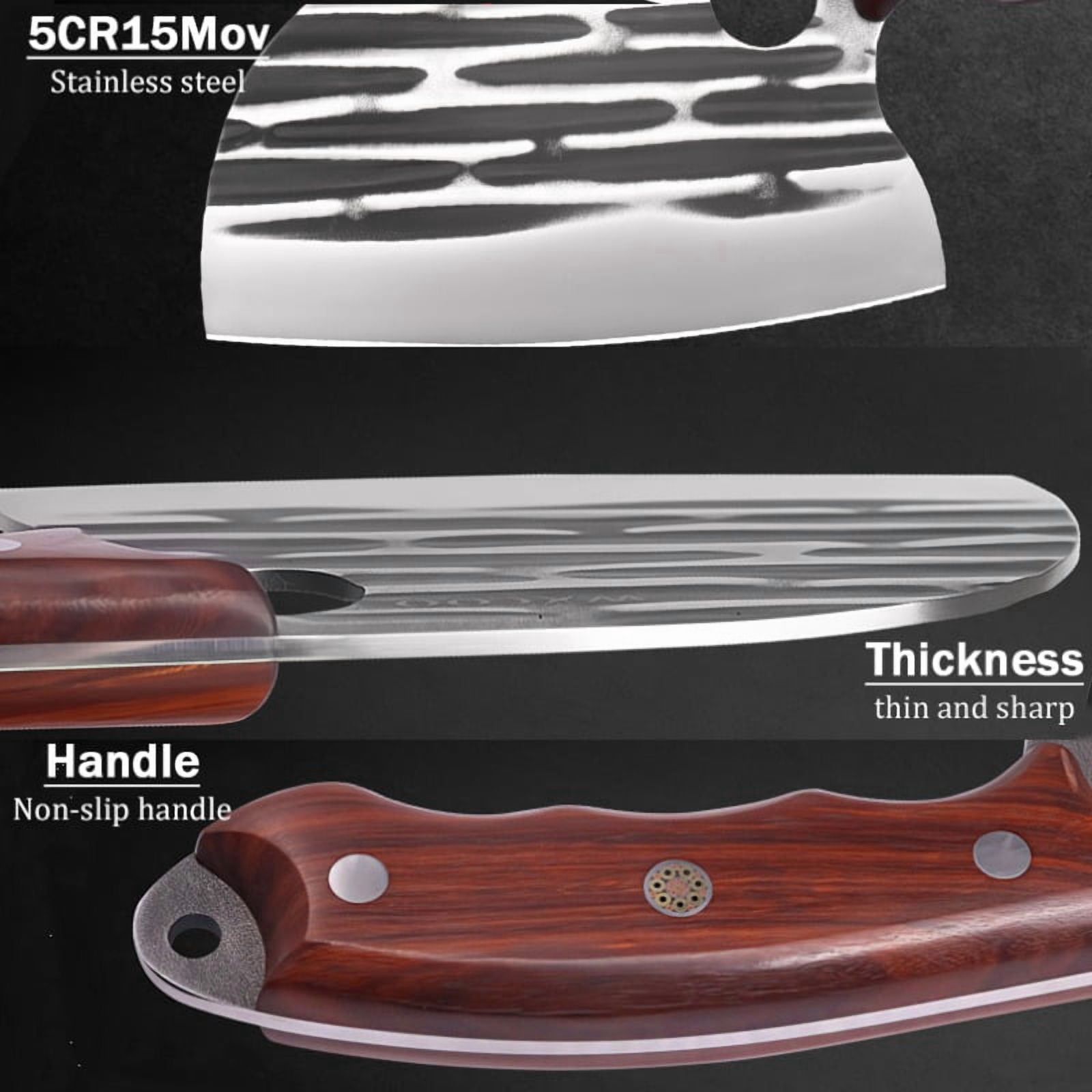 1/3PCS High Carbon Steel Boning Knife with Knife Sheath Handmade Forged Knife Utility Knife Sharp Edge for Cooking Kitchen Chef Fruit Vegetable Fish Meat Peeler Barbecue Multipurpose Chef Knife