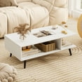 thumbnail image 3 of Topbuy 2-tier Coffee Table w/ Storage Home Mid Century Modern Center Table Heavy-duty Metal Frame Tea Table White, 3 of 9