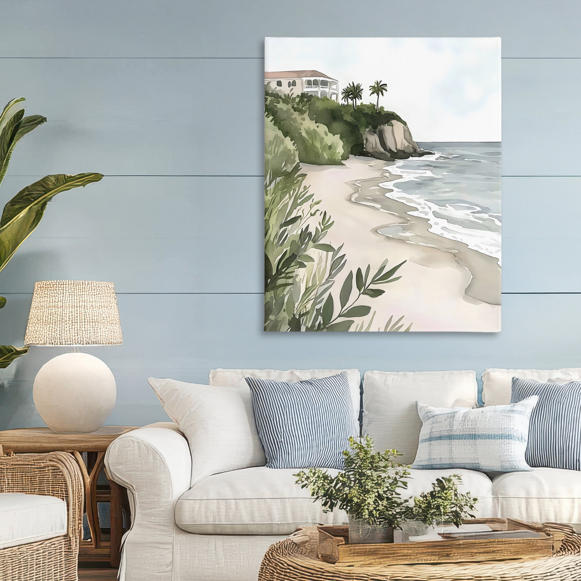 Stupell Industries Coastal Calm Villa on Bluff Canvas Wall Art, design by Riley B