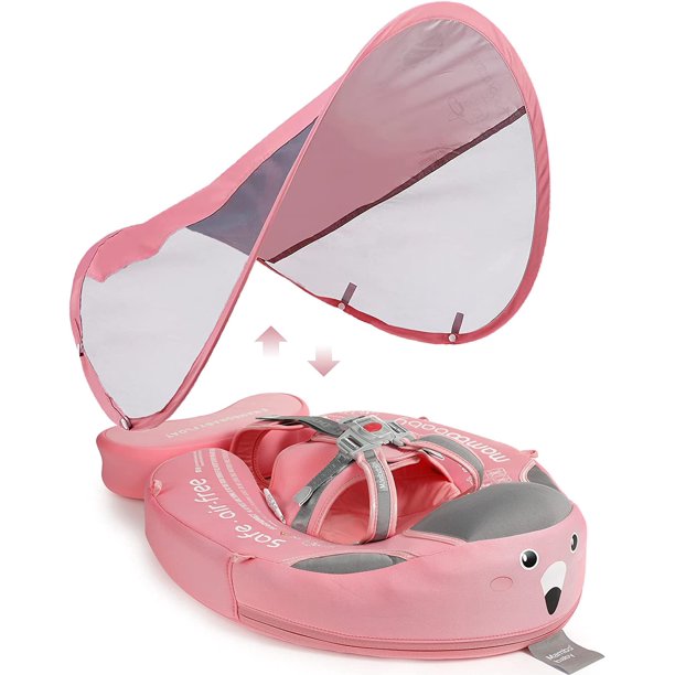 HECCEI Baby Floats Pool with Canopy Noninflatable Mambobaby Float for infants 324 Months, Pink
