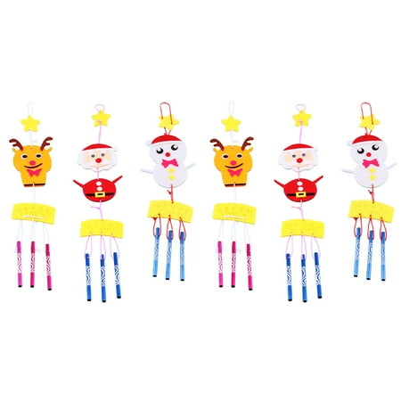 

6Pcs DIY Wind Chime Christmas Style Pendant Handmade Cartoon Aeolian Bells