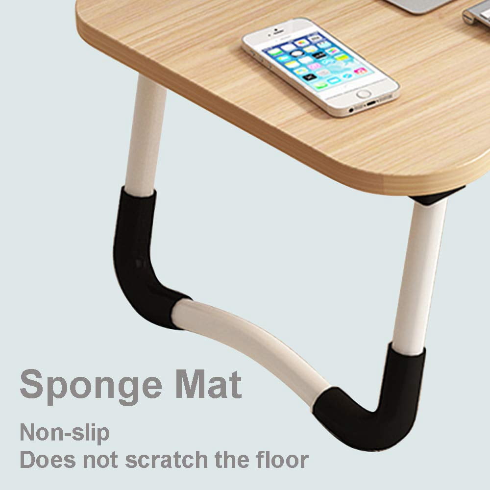 Lap Desk With Storage Drawer  Holders For Cup And Tablet Laptop Bed Tray Table Foldable Stand Portable Standing Sofa Couch Floor (23" Walnut)