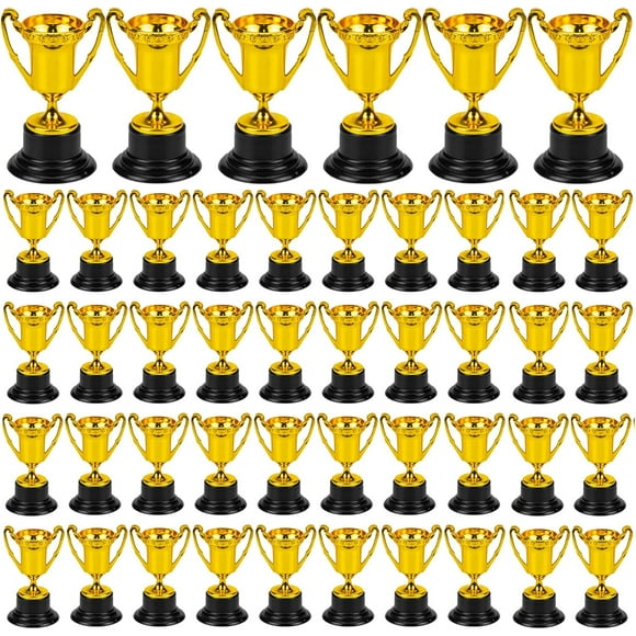 50 Pack Mini Trophies for Awards, Plastic Gold Award Trophy Cups for Kids Participation Trophy Cup Bulk for Party Favor, Reward, Prop, Sport, Tournament, Competition, Winning Prize, 3.4 in