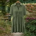 thumbnail image 6 of TaTaai Women's Casual Collared Short Sleeve Dress with Button Front, Soft Linen Blend, and Comfortable Mini Length Gift, 6 of 9