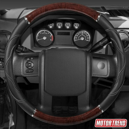 Motor Trend Premium 18  Inch Heavy-Duty Truck Wooden Steering Wheel Covers  Automotive Accessories