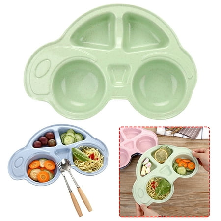 

AQITTI Household Goods Cartoon Car Shape Plate Environmentally Separated Kids Dinnerware Tableware Tray Home Decoration Household Tool