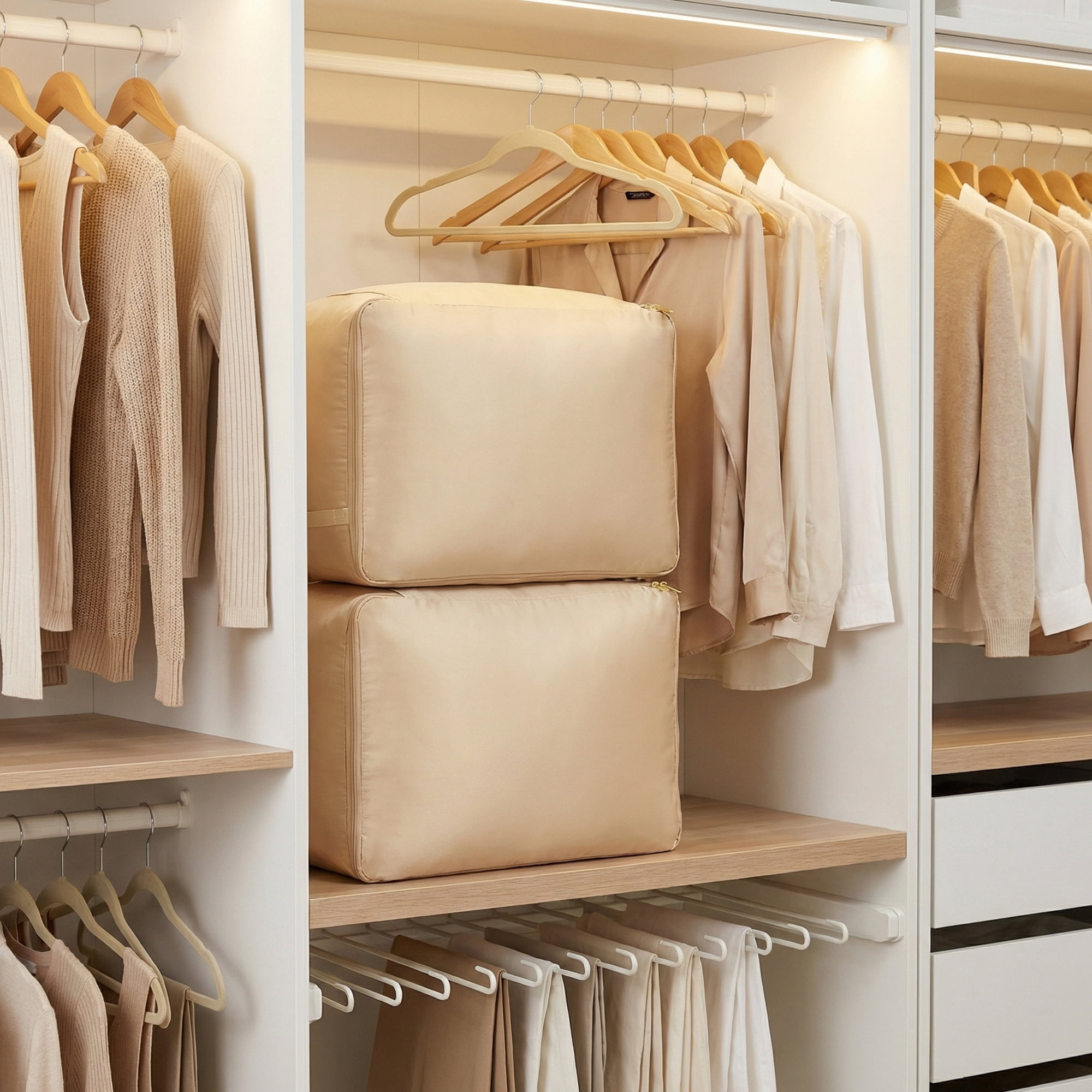 Unique Bargains Storage Bag for Organizing Closet with Handles Apricot 20.5"x16.5"x19.7"