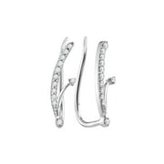 10kt White Gold Womens Round Diamond Curved Climber Earrings 1/10 Cttw