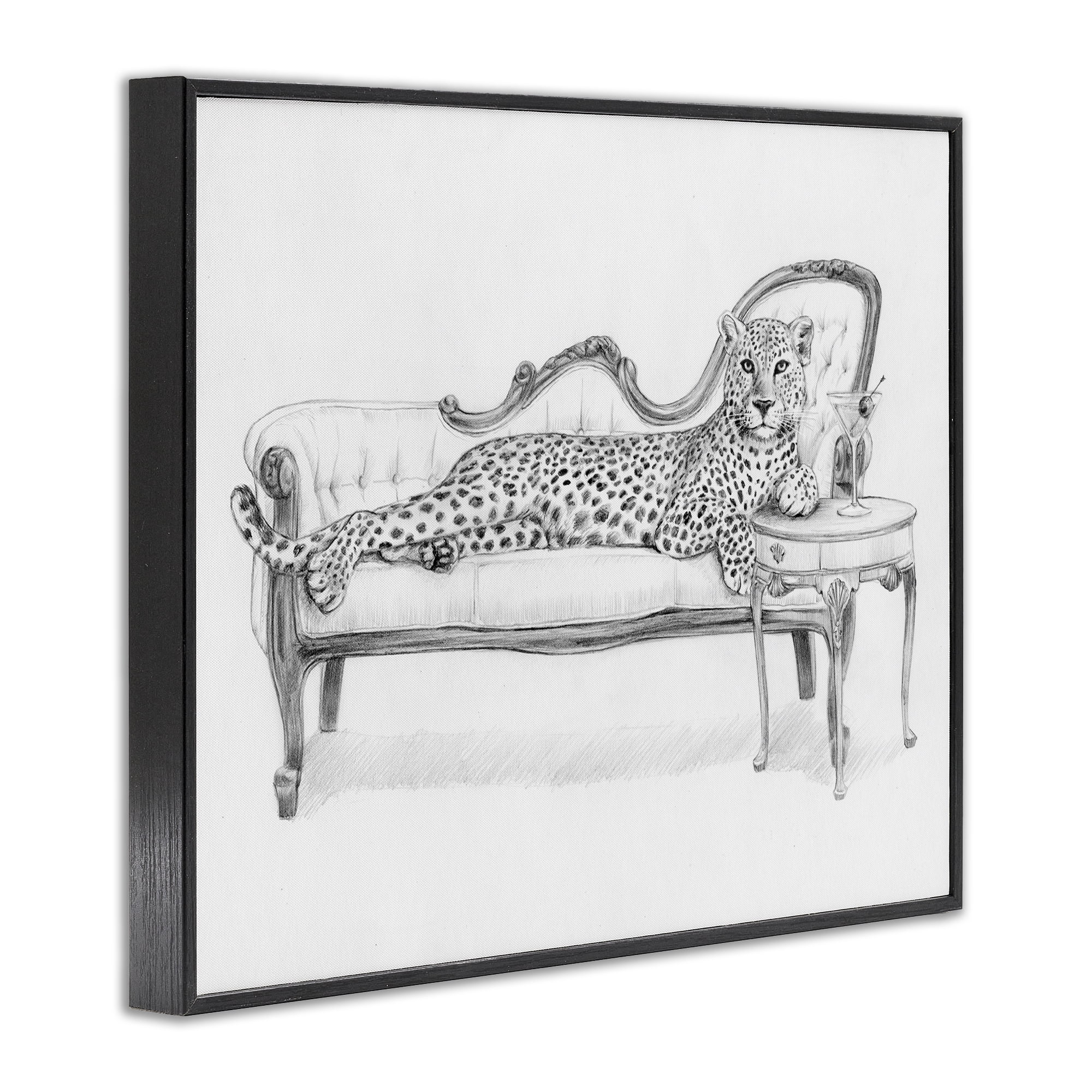 Stupell Industries Lounging Beast Cheetah Black Framed Giclee Art, design by Victoria Barnes