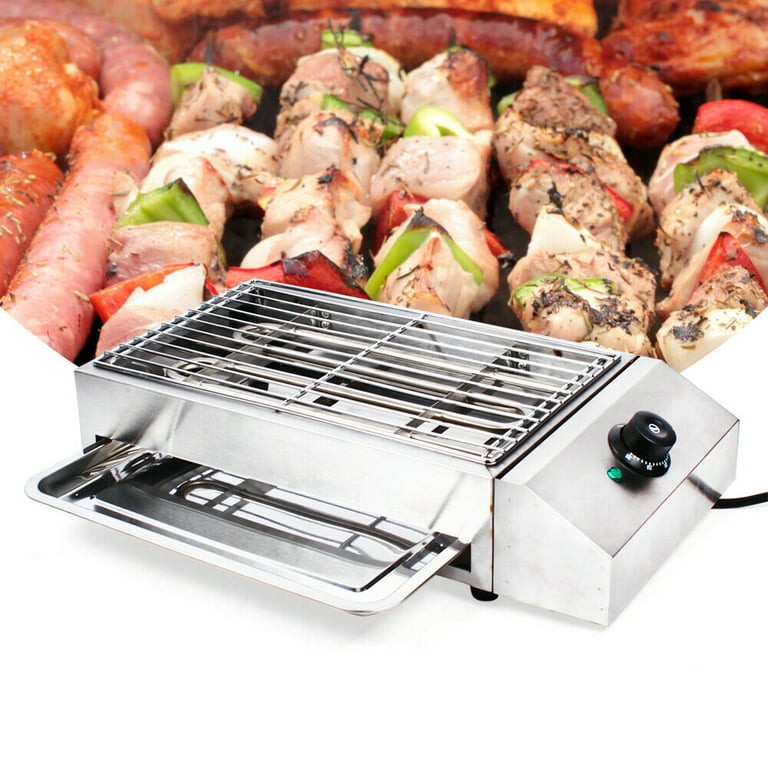 Electric Indoor Grill Stainless Steel Smokeless Portable BBQ Countertop  Cooking