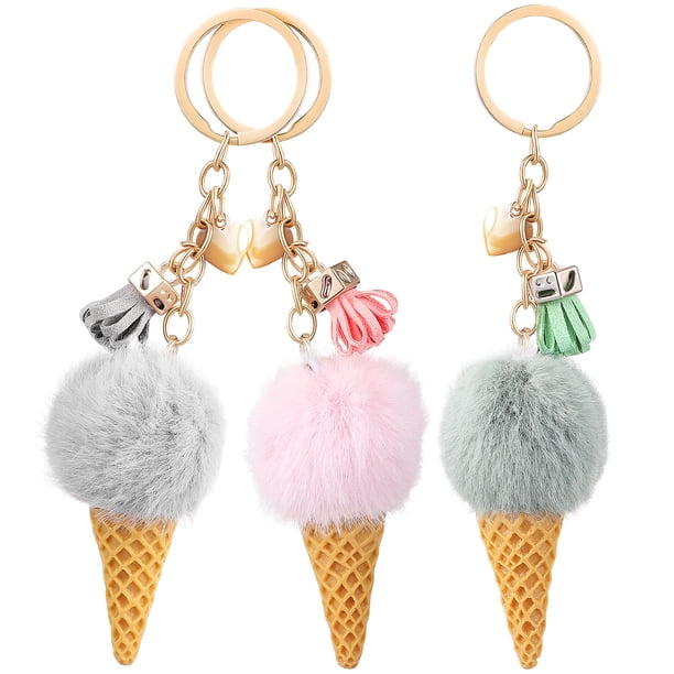 llaveros de helado con forma de bolsa, colgantes de peluche, para postres y helados.