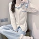 thumbnail image 4 of Pijamas de mujer de manga larga con cuello vuelto y bolsillo con un solo pecho, pijamas Love XL, 4 of 9