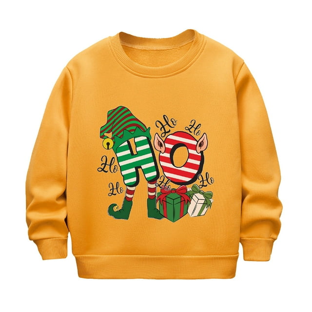 djtdsds Chandails en Molleton pour Adolescentes Enfants Automne et Hiver Manches Longues et Imprimé de Noël Décontracté Épais Chaud Col Rond Chandail à Capuchon pour Garçons et Filles Chandails en Molleton Mignons Taille : 4-5 Ans