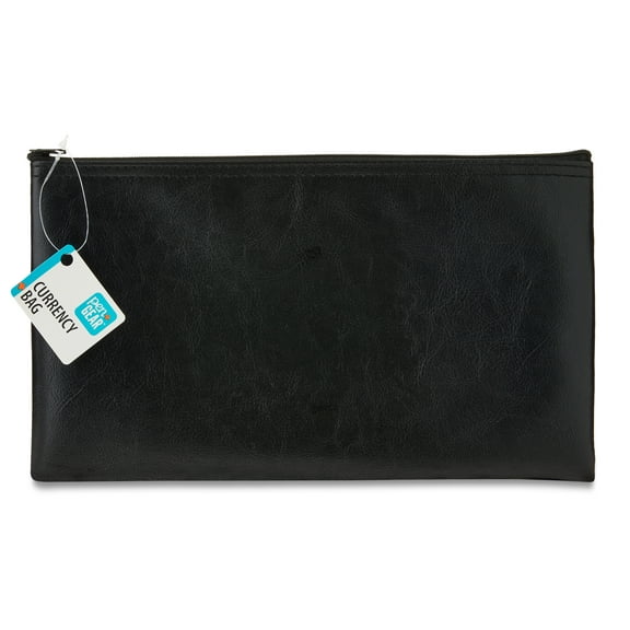 Pen + Gear Money Bag with Zipper, 10.6" x 6.3", Black