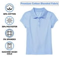 thumbnail image 3 of 5-Pack Girl's 3-Button Short Sleeve Stretch Pique Polo Shirts School Uniform (4-20), 3 of 4