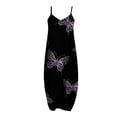 thumbnail image 5 of SMihono Robe Maxi Bohème d'Été pour Femmes Grande Taille Mode Femme Bretelles Taille Mi-Haute Col en V Sans Manches Rayée Imprimée Robe Longue de Plage, 5 of 5