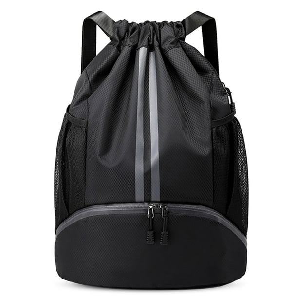 Mochila de baloncesto con doble cremallera, bolsa de almacenamiento para fitness, cordón ligero