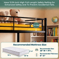 thumbnail image 4 of Kdymod Triple Bunk Bed Twin over Twin with Trundle, Convertible Metal Bunk Bed Frame with Ladder & Safety Guardrail, Space-Saving for Teens and Adults, Bedroom Dorm, Black, 4 of 12